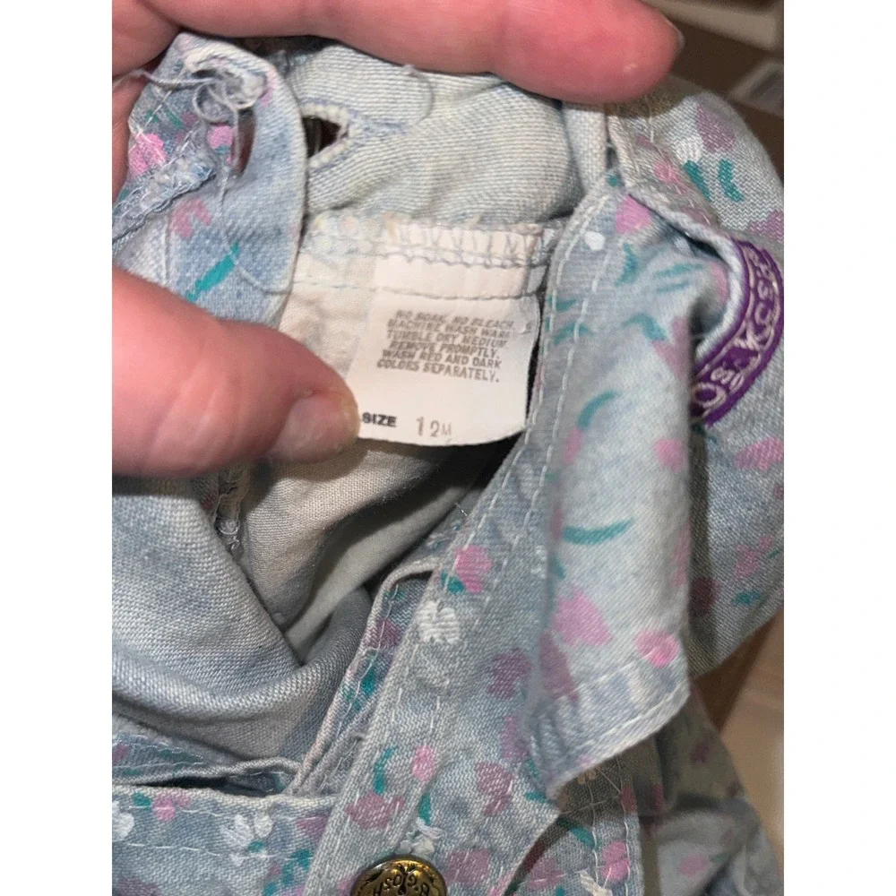 Vintage OshKosh Bgosh Floral Denim Vestbak Shortalls Overalls 12M